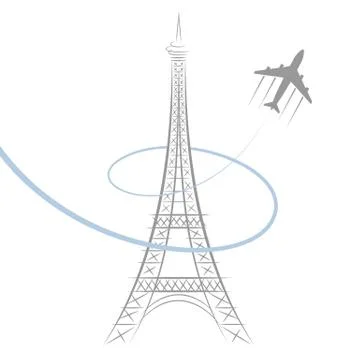 Eiffel tower on white Stock Illustration