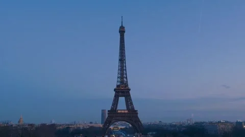 Eiffel Tower Wide Front Shot Blue sky Stock Footage 271670299