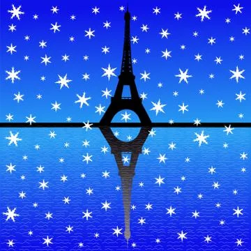 Eiffel tower in winter Stock Illustration