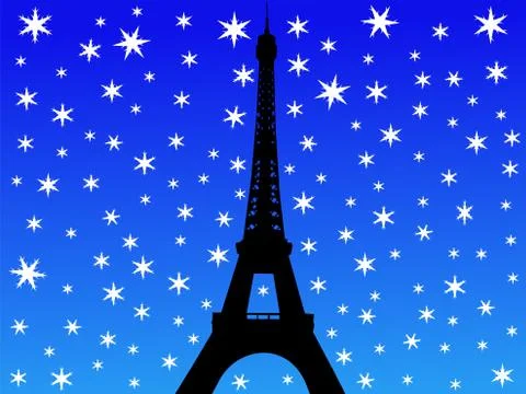 Eiffel tower in winter Stock Illustration