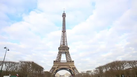 Eiffel Tower at winter time in Paris, France Stock Footage 46012418