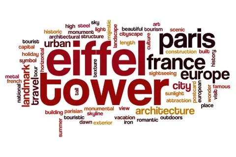 Eiffel tower word cloud concept Stock Illustration