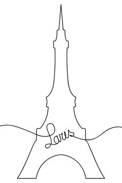 Eiffel Tower. Word Paris in the center of the tower.  Vector illustration. Illustrazione stock