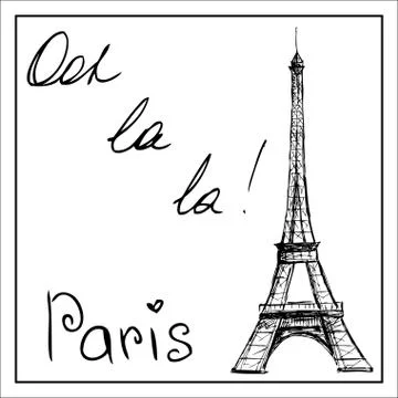 Eiffel Tower. The word Paris. On a white background. Stock Illustration