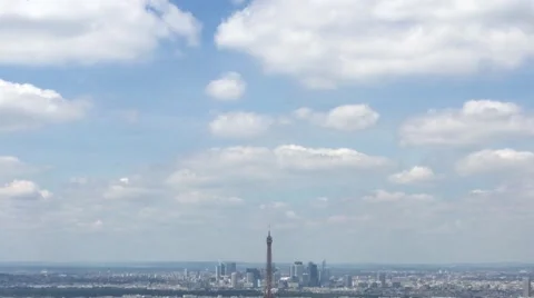 Eiffel Tower Zoom Out From Cloudy Sky, Paris Panoramic View Stock Footage 65414505