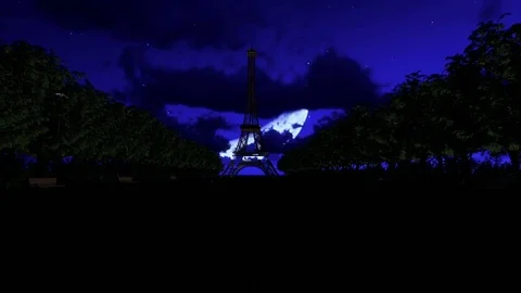Eiffel Tower,moon shine Stock Footage 70595429