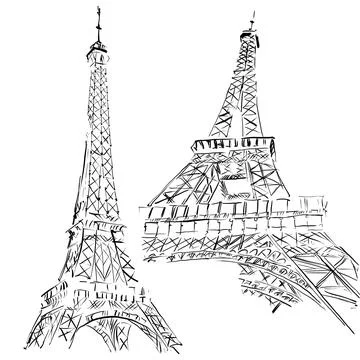 Eiffel towers on a white background. Stock Illustration