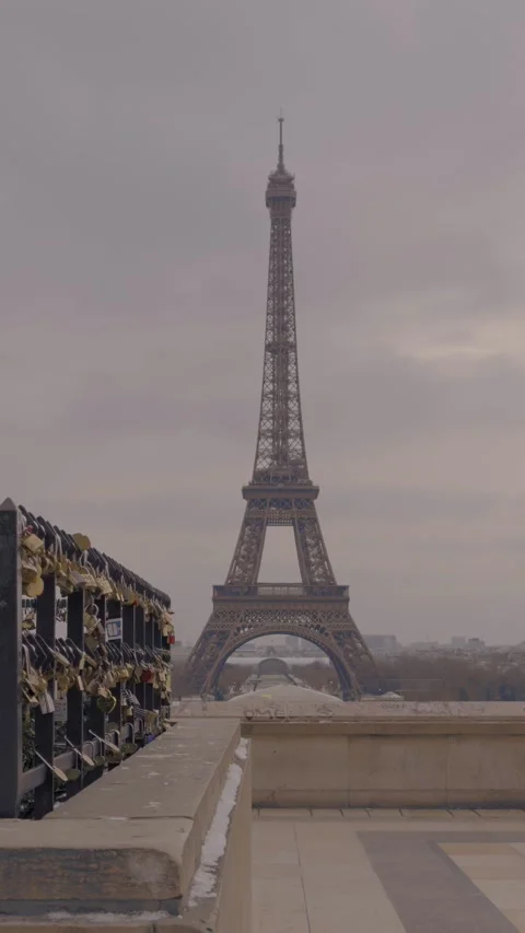 Eiffle Tower Instagram Shot with Padlocks on right side Stock Footage 271628383