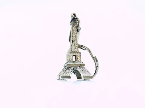 An eiffle tower key-chain isolated on white background 스톡 사진