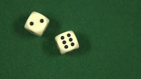 Eight (2,6) rolled with two dice - slow motion Stock-Footage 44106827