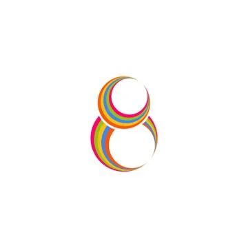 Eight 8 logo, abstract colored rings, infinity symbol 스톡 일러스트