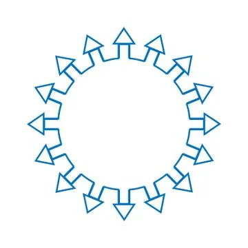Eight Arrows Around a Circle Pointing Outwards From a Dot Stock Illustration