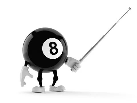 Eight ball character with pointer stick Stock Illustration
