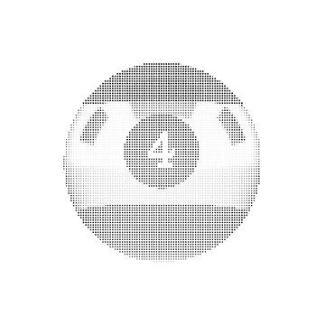 Eight ball with number four made of black dots and pattern. Stock Illustration