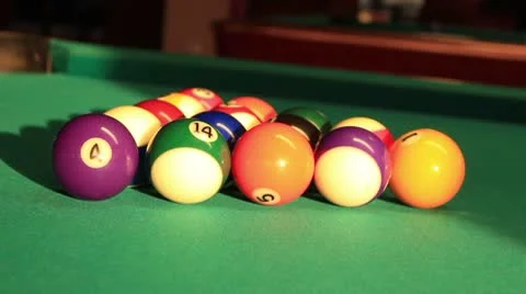 Eight-ball pool (opening break shot) Stock Footage 8873359