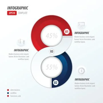 Eight circle infographic 2 color red and blue Stock Illustration