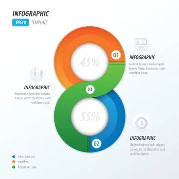 Eight circle infographic green, orange, blue Stock Illustration