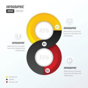 Eight circle infographic  yellow, black, red Stock-Illustration