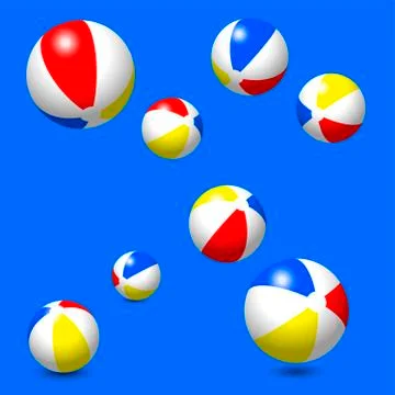 Eight Classic Beach Balls Stock Illustration