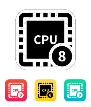 Eight Core CPU icon. Vector illustration Stock Illustration