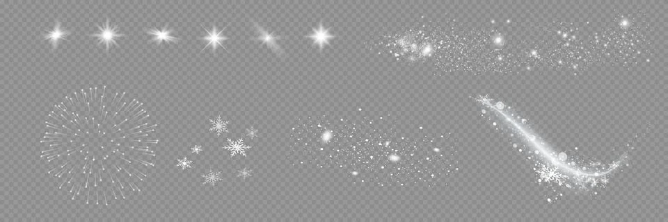 Eight decorative elements are presented on a transparent background, creating an 库存插图