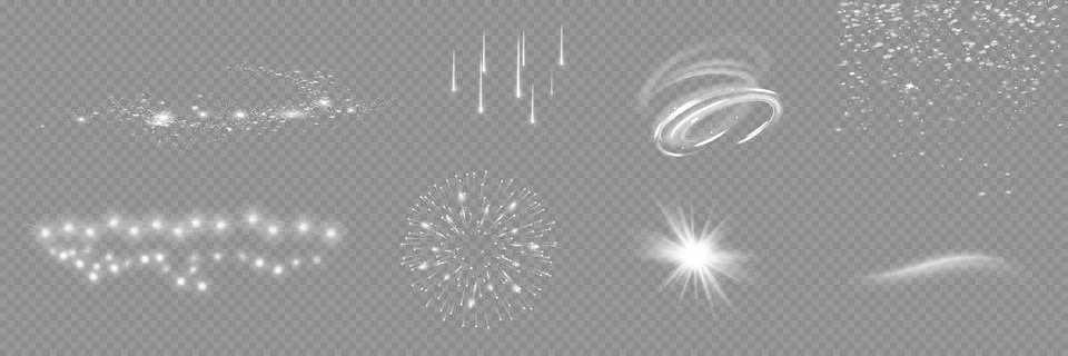 Eight decorative elements are presented on a transparent background, creating an Illustrazione stock