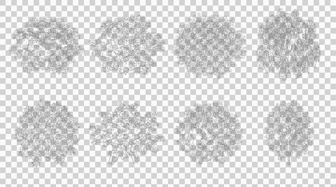 Eight detailed trees in plan view isolated on transparent background Stock Illustration