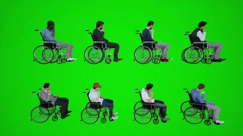 Eight dimensional 3D animation of a tailor in a wheelchair moving in the streets Stock-Footage 251422488