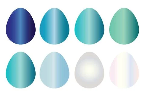 Eight Easter eggs in blue shades vector set Stock Illustration