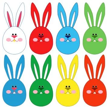 Eight Easter rabbit faces Stock Illustration