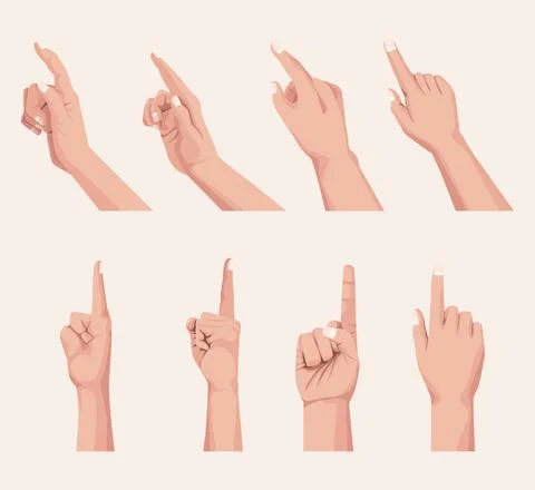 Eight fingers point Stock Illustration