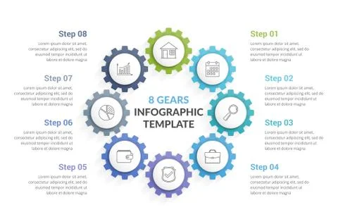Eight Gears Stock Illustration