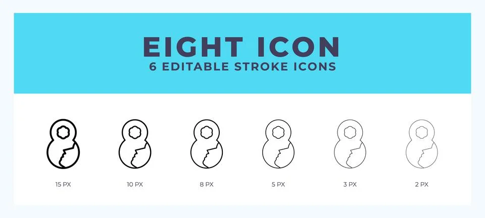 Eight icon in thin line. Bold line. Regular line. Editable stroke. 스톡 일러스트