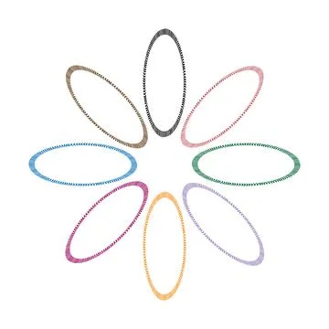 Eight interlocking ovals, each with a distinct color Illustrazione stock