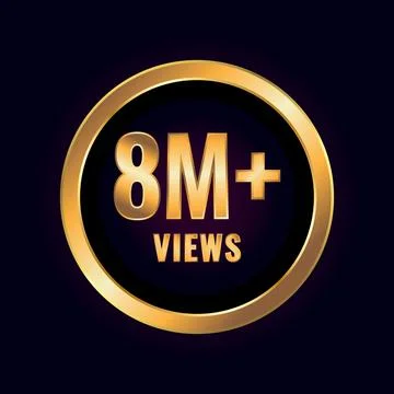 Eight Million Plus Views. Millions Views Isolated Luxury Label Vector Stock Illustration