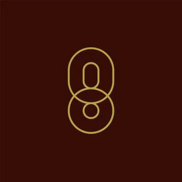 Eight, mono line. Vector sign linear number Stock Illustration