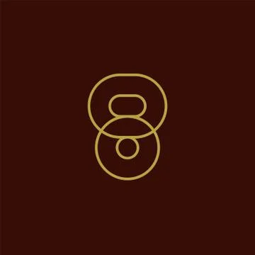 Eight, mono line. Vector sign linear number Stock Illustration
