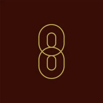 Eight, mono line. Vector sign linear number Stock Illustration