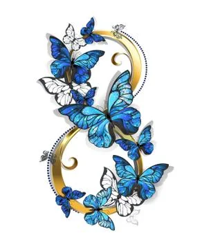 Eight of morpho butterflies Ilustración de archivo