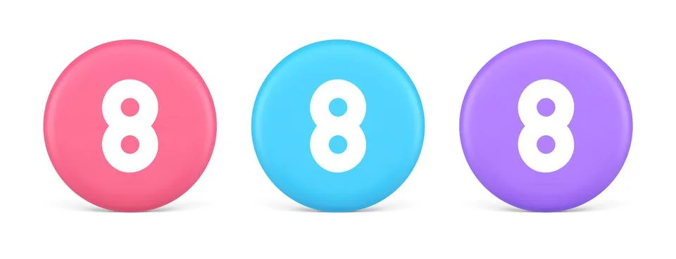 Eight number blue button mathematic counting calculator web application 3d re Illustrazione stock