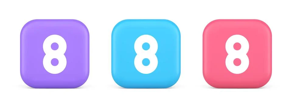 Eight number button mathematic counting calculator web application 3d reali.. Illustrazione stock