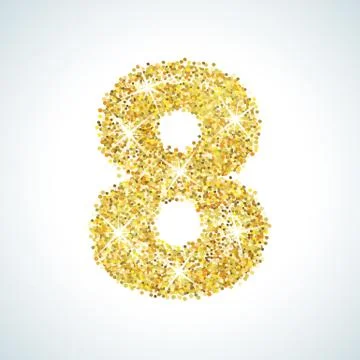 Eight number in golden style. Vector illustration gold design Illustrazione stock