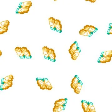 Eight number hand gesture isometric icon seamless pattern Stock Illustration