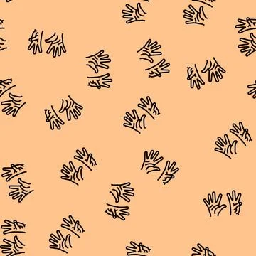 Eight number hand gesture vector seamless pattern Stock Illustration