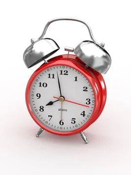 Eight o clock. Old-fashioned alarm clock on white background. 3d Eight o c... Foto stock