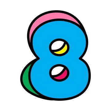 Eight or number 8 vector logo colorful playful design illustration Stock Illustration