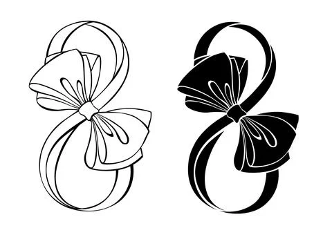 Eight with outline bow Stock Illustration