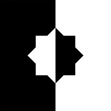 Eight Point Star Shape in Contrast Color, Black White Stock Illustration