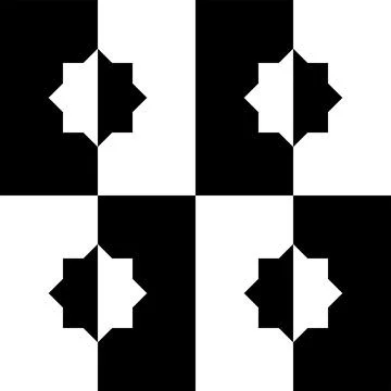 Eight Point Star Shape in Contrast Color, Black White Stock Illustration
