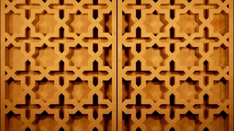 Eight-pointed Arabesque cross star pattern. 3D model render. Video stock 171867275